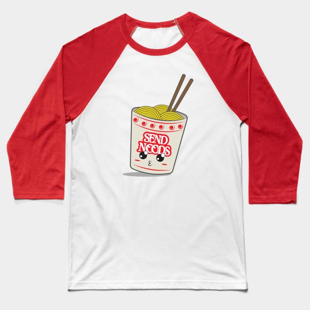 Send Noods - Kawaii Noodles Baseball T-Shirt by wookiemike